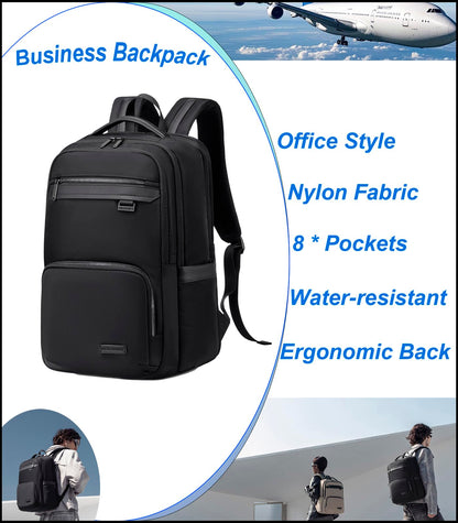 Arctic Hunter Premium Business Backpack for Men Women 20L Nylon Water-repellent Ergonomic EVA Back Pad Multiple Compartments Shockproof 15.6-inch Laptop Bag (Black)