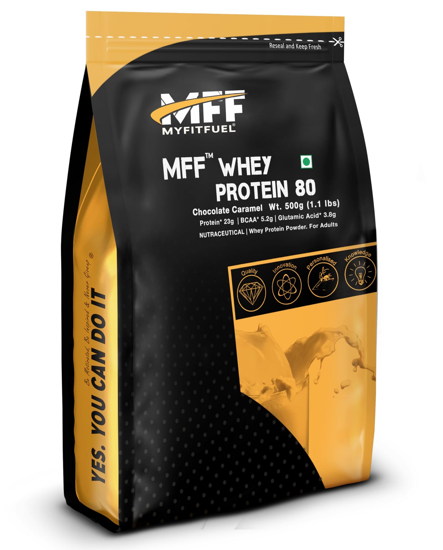 MyFitFuel MFF Whey Protein 80 | 500 gm, 15 Servings (Chocolate Caramel)