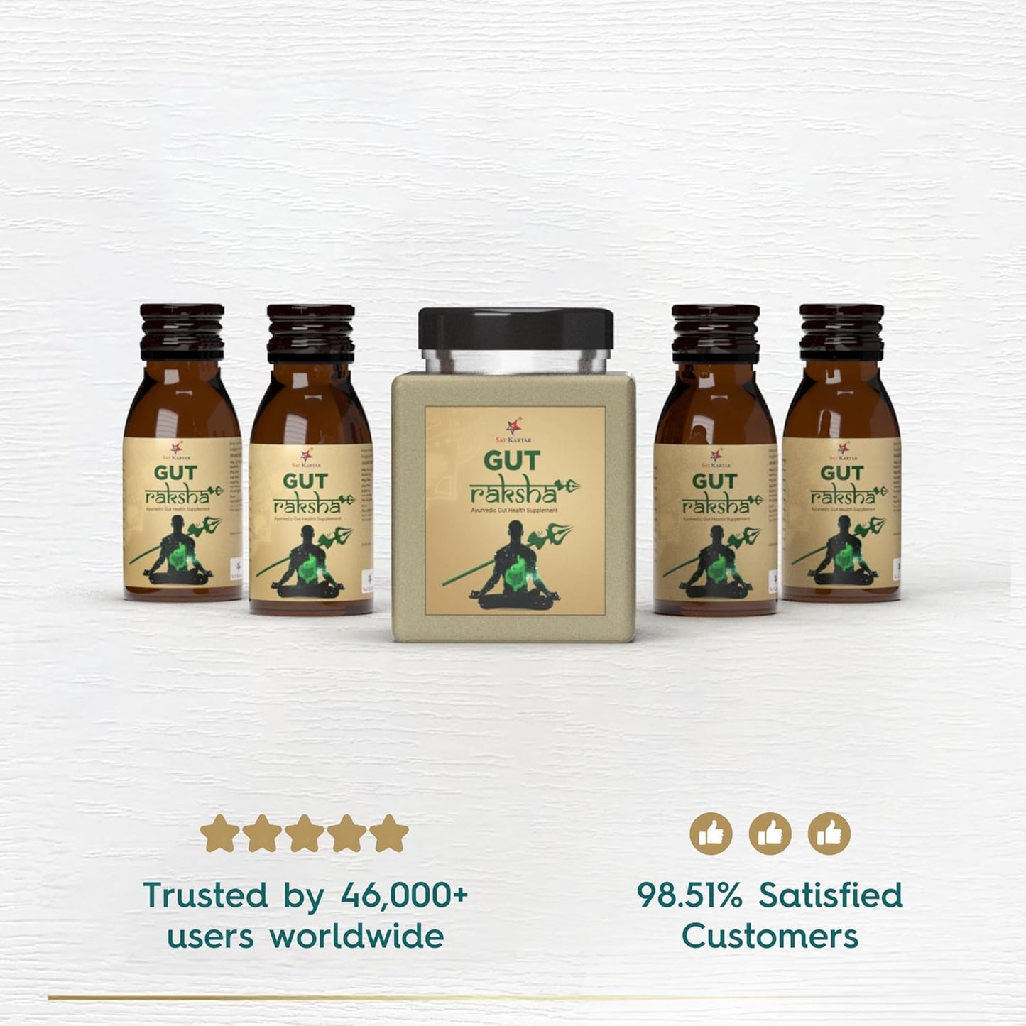 SK Gut Raksha | Ayurvedic Gut Health Supplement (5 in 1 pack) | Made In India | All in one Digestive-Care Solution | No Artificial Colors, Flavours & Sugars | Improves Gut Health