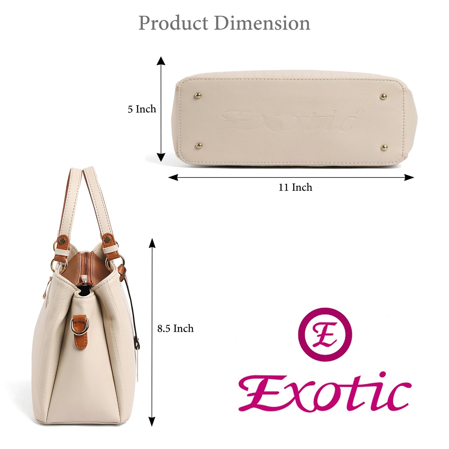 EXOTIC® Women's Striped Line Handbag, Beige
