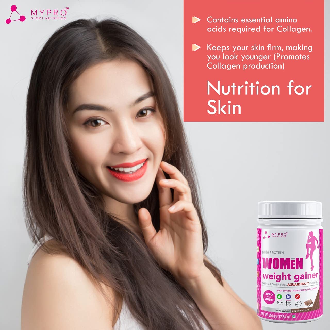 Mypro Sport Nutrition High Protein Women Weight Gainer For Increase Mus- image 7