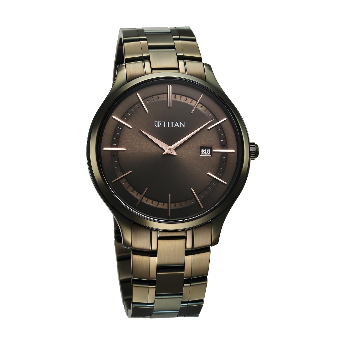 Titan Clasique Slim Quartz Analog with Date Brown Dial with Two Toned C- image 5