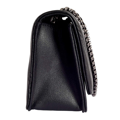 Lino Perros Women's Black Leatherette Satchel (Black)