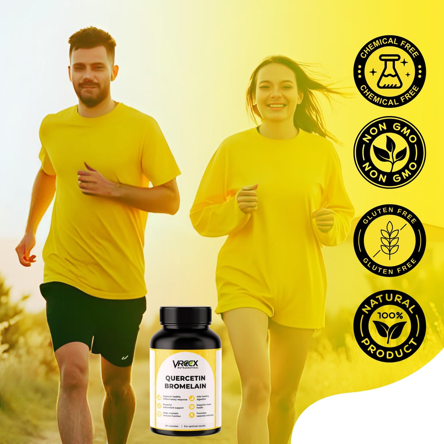 VREEX Quercetin 400 mg with Bromelain 75 mg | Supports Immune Health, Seasonal Wellness & Antioxidant Protection | 60 Capsules