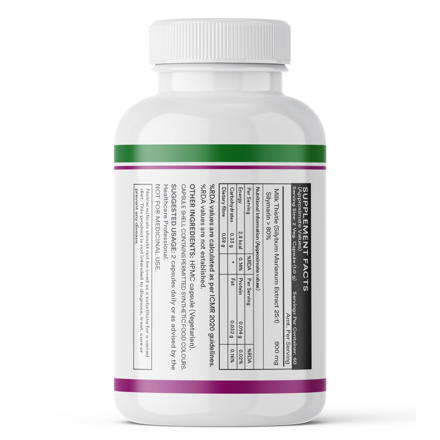 INLIFE Milk Thistle 800mg Silymarin, Silybum Marianum Extract 25:1, Liver Health & Detox Function, Men Women, 120 Veg Capsules (Pack of 2)