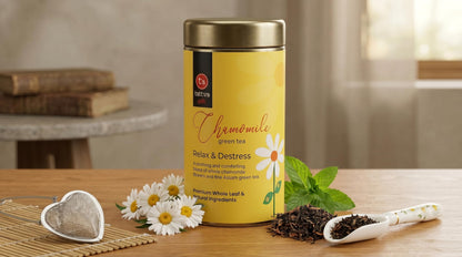 Tattva Adih Chamomile Green Tea | Stress Relief & Good Sleep I Whole Leaf Green Tea & Pure Flower Buds of Chamomile|Loose Leaves (100 grams (Airtight Container))