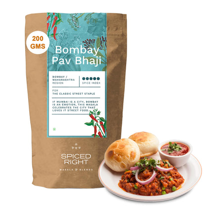 Spiced Right: Bombay Pav Bhaji Masala - Authentic 200g Blend for Pav Bhaji, Easy Cooking & Irresistible Flavors