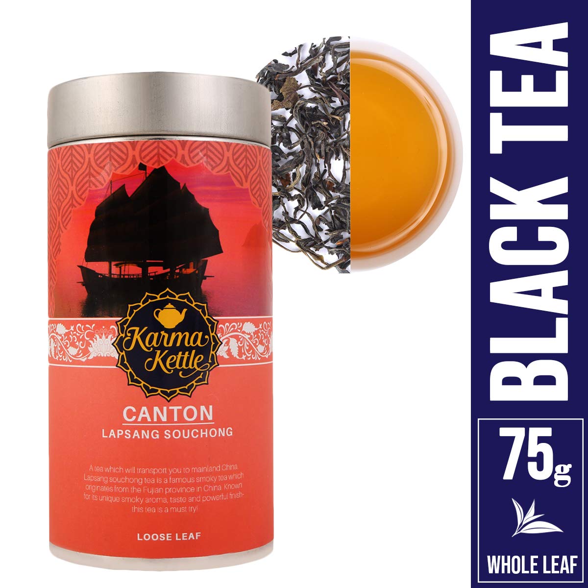 Karma Kettle Canton - Lapsang Souchong Smoked Black Tea, Loose Leaf Tea 75 gm