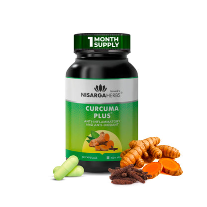 Nisarga Herbs Curcumin with Long Pepper | US Patented, High Bioavailability | 60