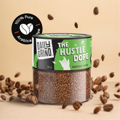 DAILYGRIND Hazelnut Instant Coffee Powder 50g | Medium Roast Freeze-Dried Pure Arabica Coffee Granules | For Mochas, Espresso, Cappuccino, Latte, Frappes | Hot & Cold Coffee (25 Cups)