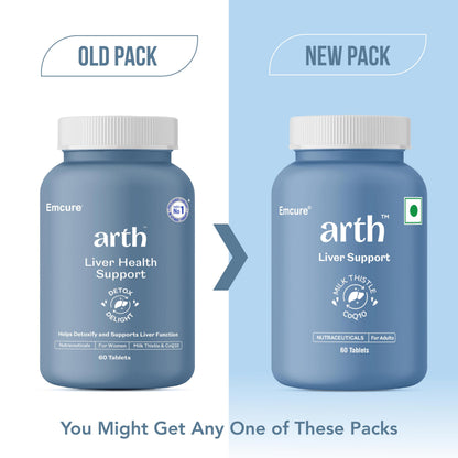 Arth Liver Health Supplement | With Milk Thistle (Silymarin 600mg), CoQ10, Vitamin C & E | Helps in Fatty Liver Management & Digestion | Anti-inflammatory & Antioxidant Support | For Men & Women | 60 Veg Tablets