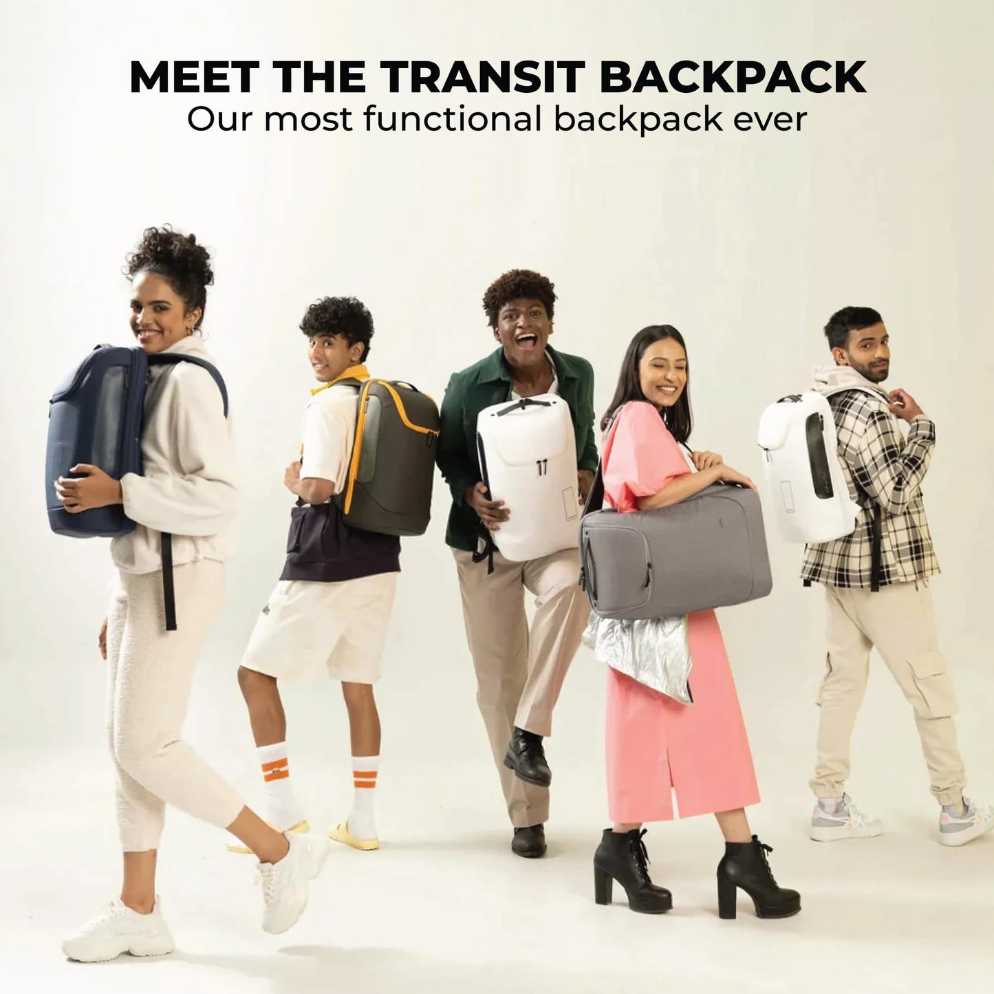 MOKOBARA Transit Backpack | Fits Laptop Up To 16 Inch, 30L Capacity, Water-Resistant Polyester, Vegan Leather Trims | Money Moves, Black