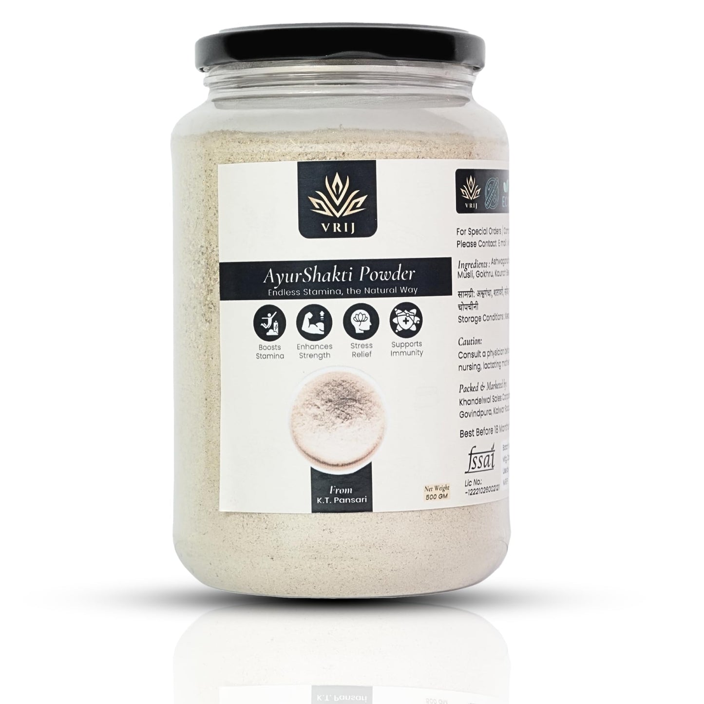 VRIJ Ayurshakti Powder | 500G | Energy | Stamina | Stress Relief | Ashwagandha |