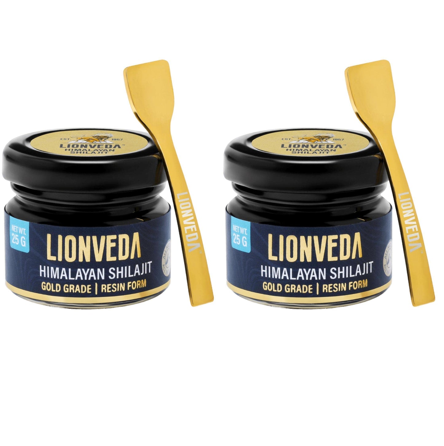LIONVEDA 50g Original Himalayan Shilajit Resin(Certified Gold Grade) for Men, Gym, Stamina, Energy & Improved Health | 100% Pure Shilajit Liquid (2 X 25g = 50g (Pack of 2))