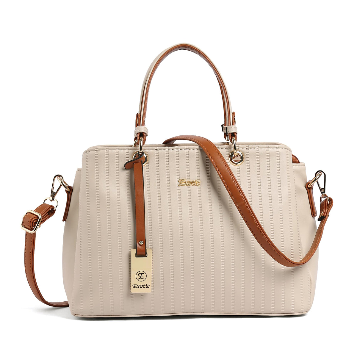 EXOTIC® Women's Striped Line Handbag, Beige