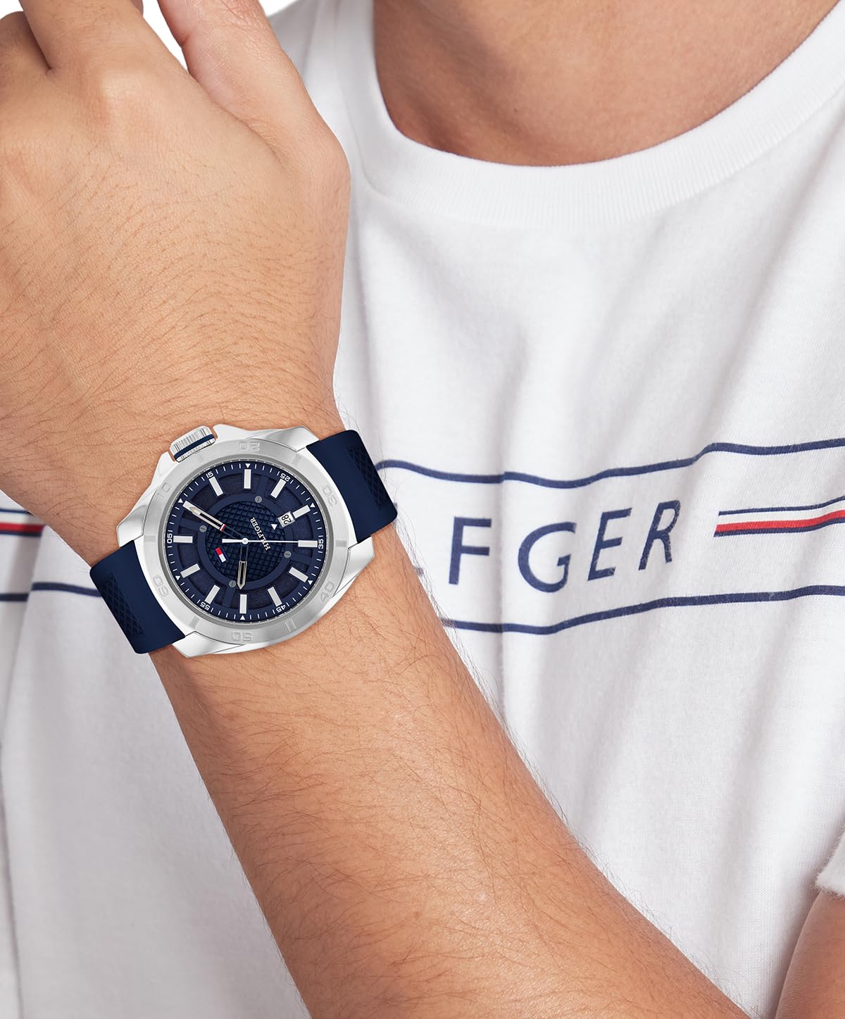 Tommy Hilfiger Men's Blue Stainless Steel & Silicone Strap Analog Watch