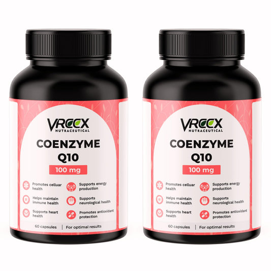 VREEX Coenzyme Q10 (CoQ10) 100mg with Piperine, Pack of 2, 60 Capsules