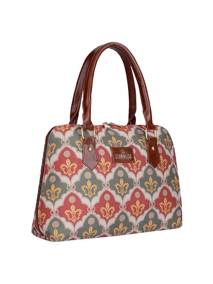 THE CLOWNFISH Montana Series Handbag for Women Office Bag Ladies Purse Shoulder Bag Tote For Women College Girls (Pink-Rangoli Design)