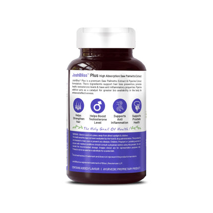 Bliss Welness Saw Palmetto Extract 800 MG | Hair Growth Prostate Health Support Urinary Tract Function Prevent Hair Fall Ayurvedic DHT Blocker Health Supplement - 120 Tablets (2 Month Pack)