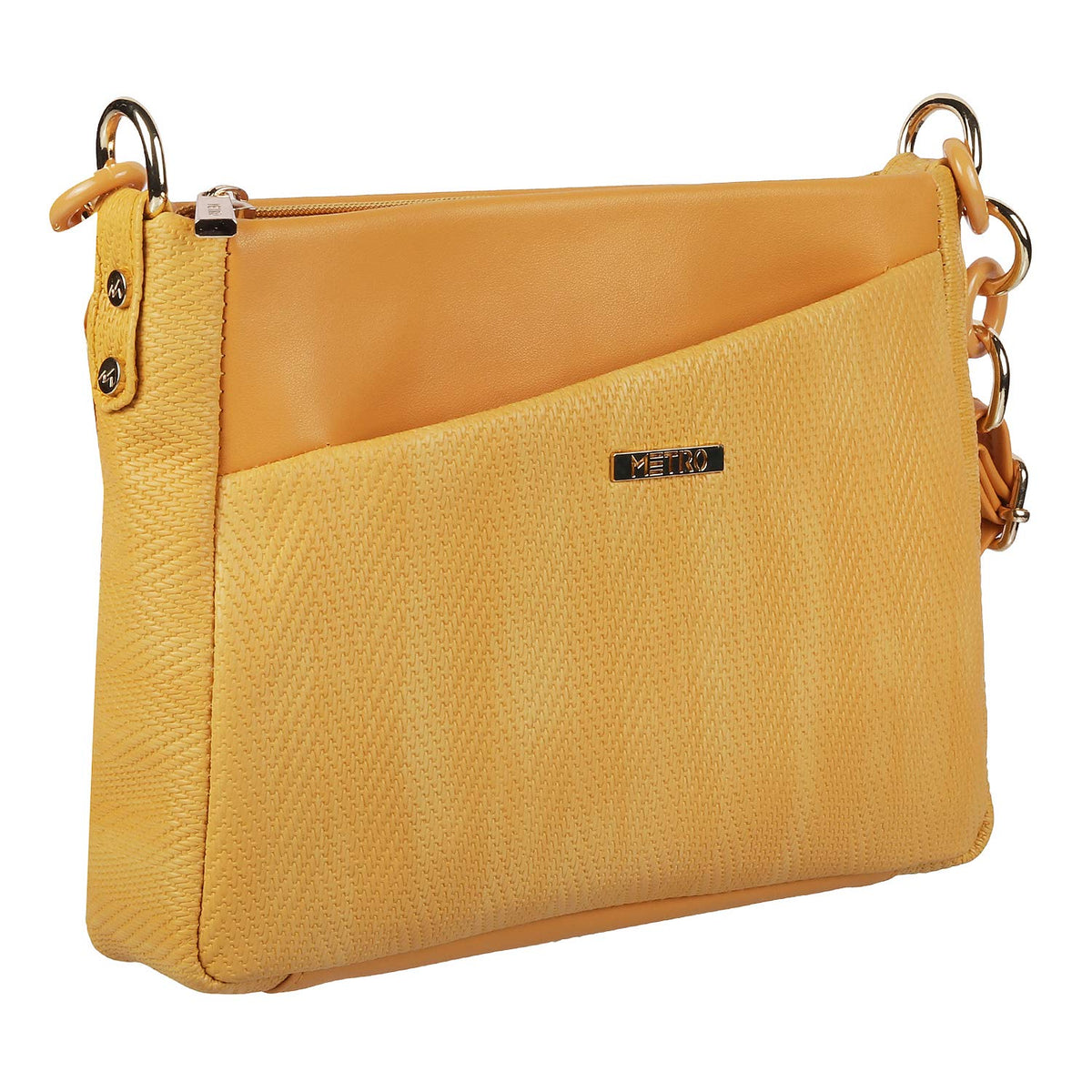 Metro Womens Synthetic Yellow Zip Top Sling (One Size)