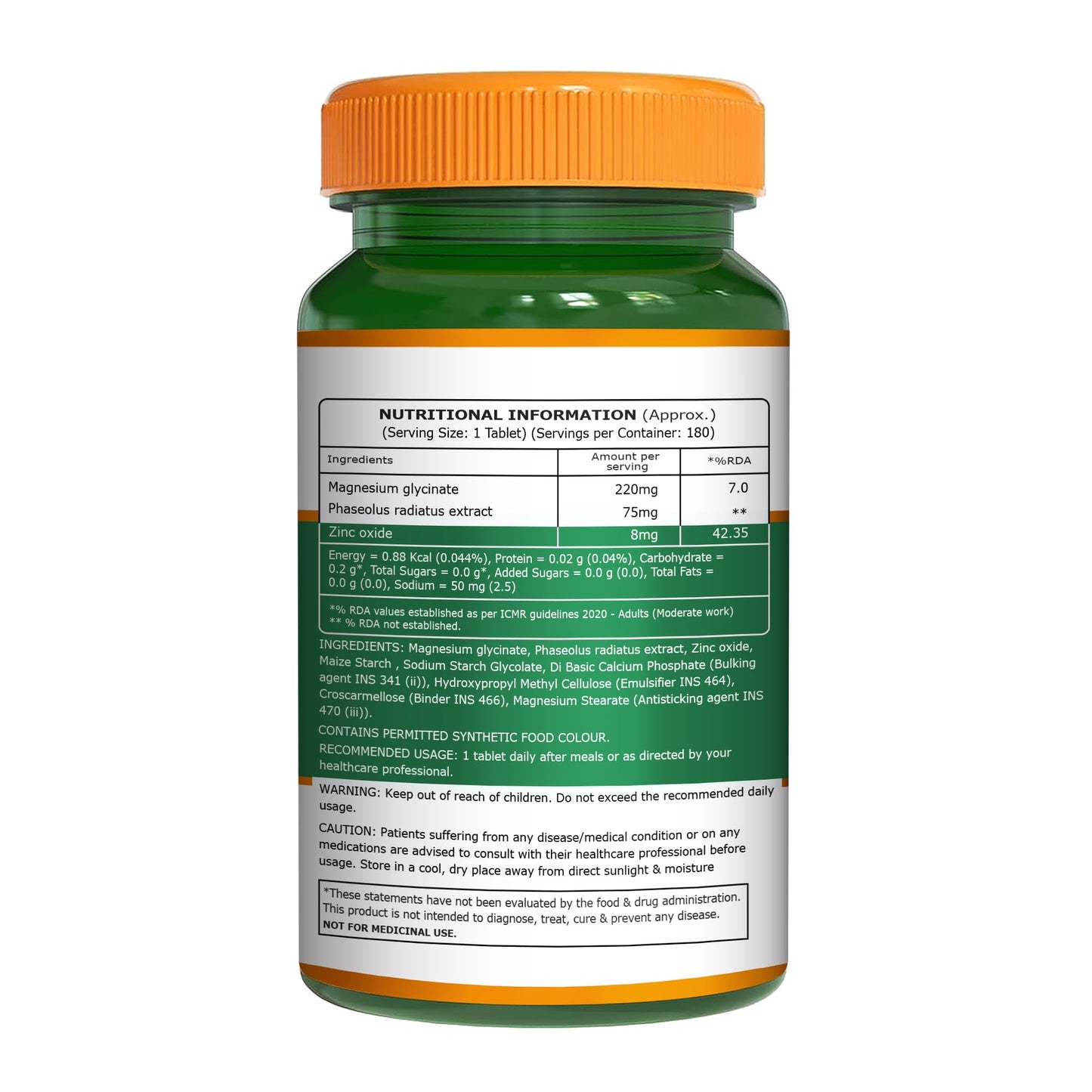 Pure Nutrition Magnesium Glycinate with Zinc Supplement 350 mg - 180 Tablets | High Absorption Magnesium Supplement for Bone, Muscle & Nerve Vitality | Supports Calm, Sleep Quality & Cramp Relief