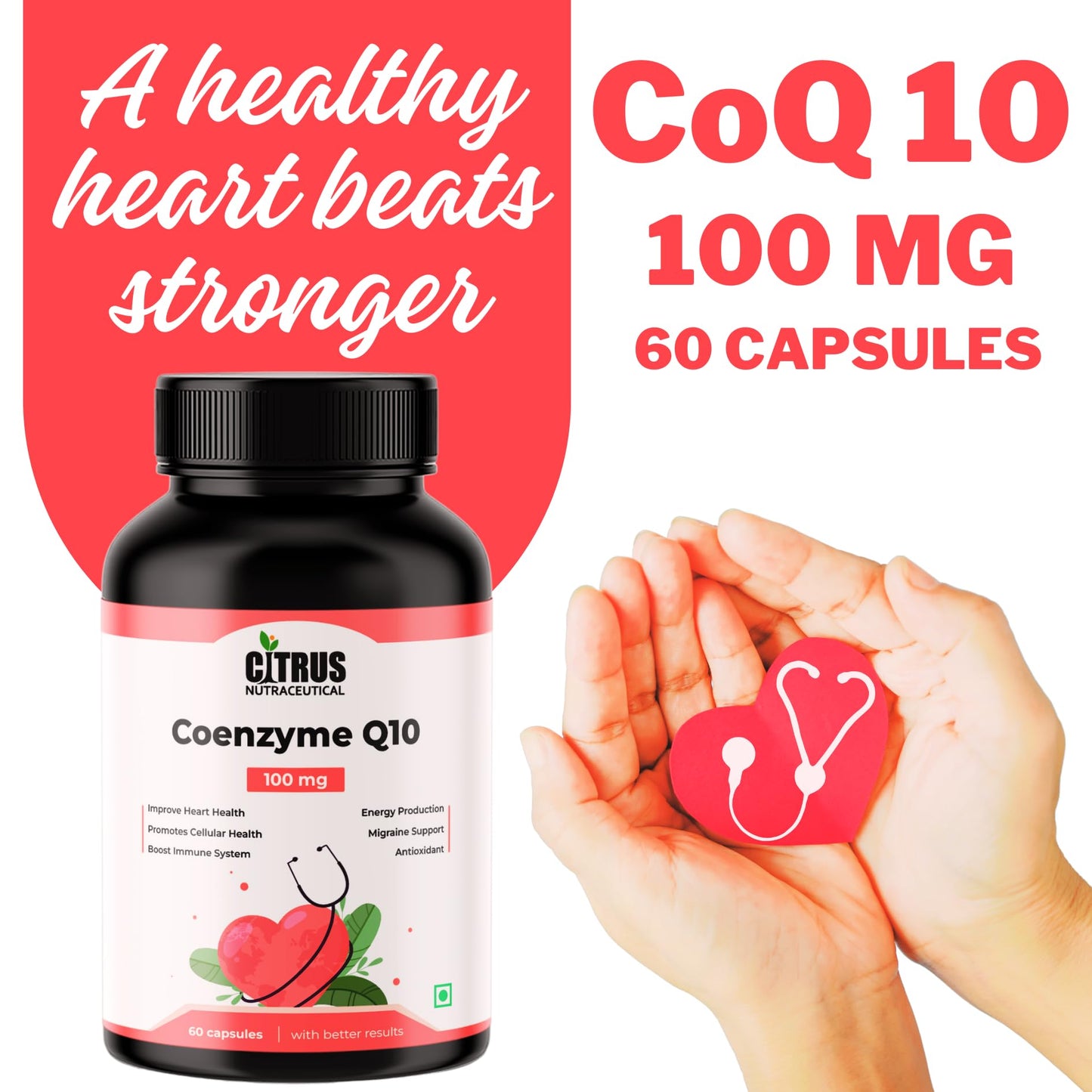 CITRUS NUTRACEUTICAL Coenzyme Q10 (CoQ10) 100mg with Piperine, 60 Capsules