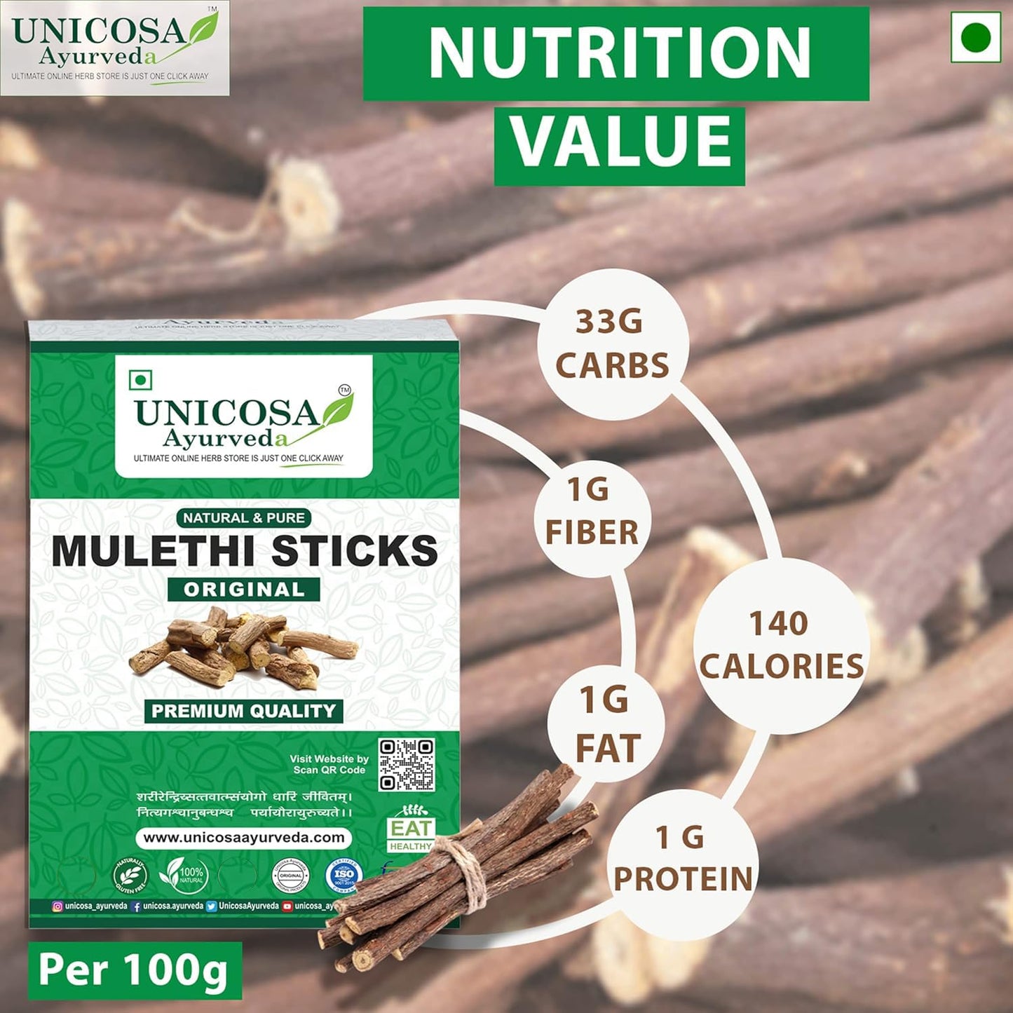 UNICOSA Ayurveda Natural Mulethi Stick (Yastimadhu / Licorice Sticks) 800g (200g x 4 Packs) for Hair, Skin, and Health Care glycyrrhiza glabra powder/licorice Powder | No Added Preservatives Mulethi Stick 800GM | Herbal Licorice Root | Ayurvedic Mulethi f