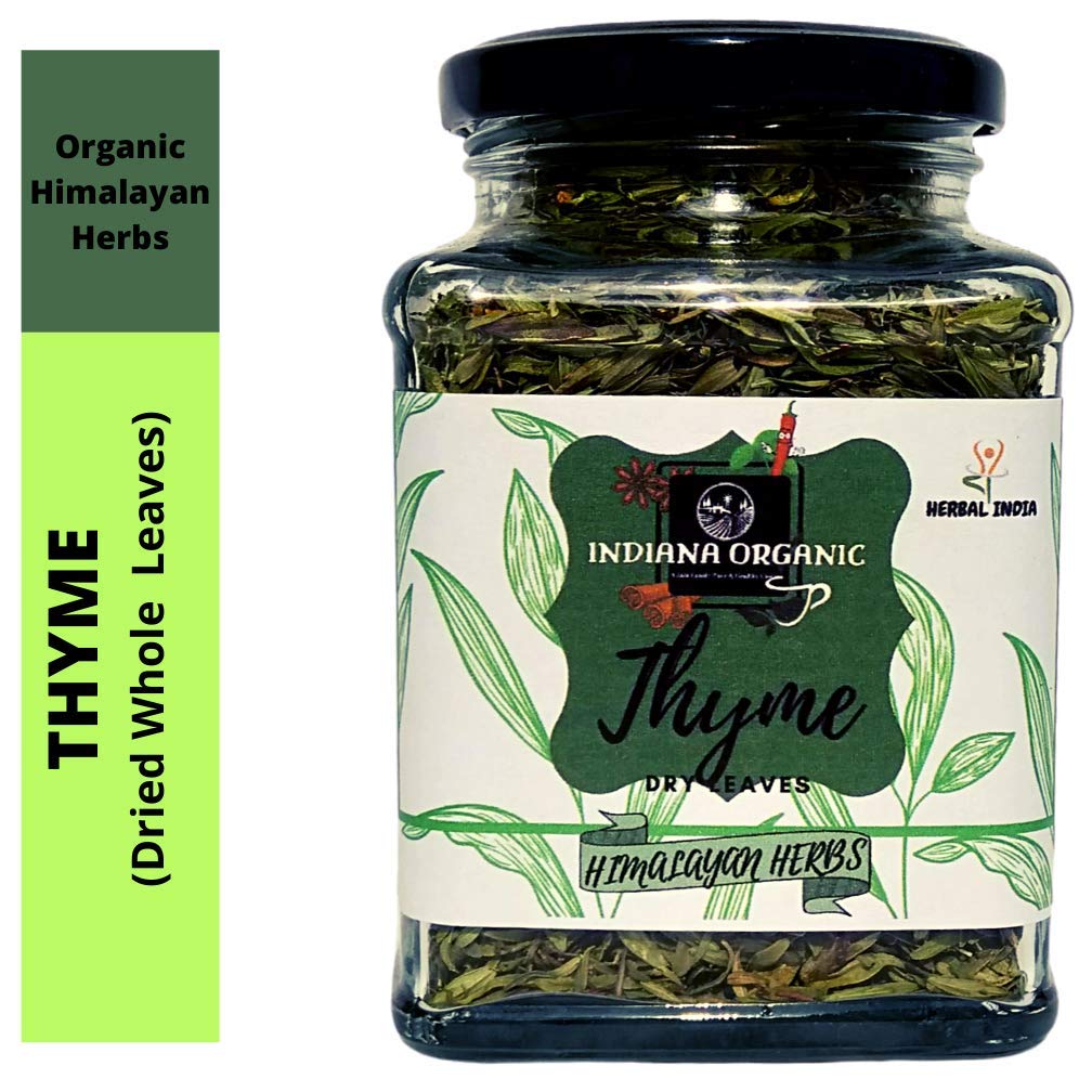 Indiana Organic Thyme herb Dry Whole Leaves - 40 Gm | 100% Natural | No Artificial Colour Flavour added 40 gram (Pack of 1)