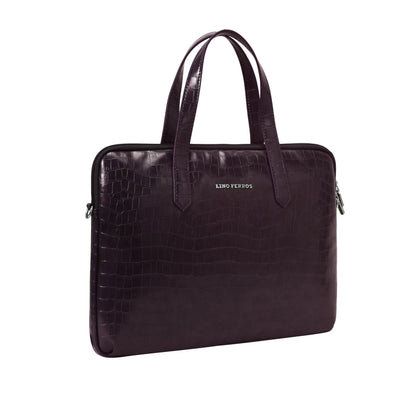 Lino Perros Womens Croco Brown Laptop Bag