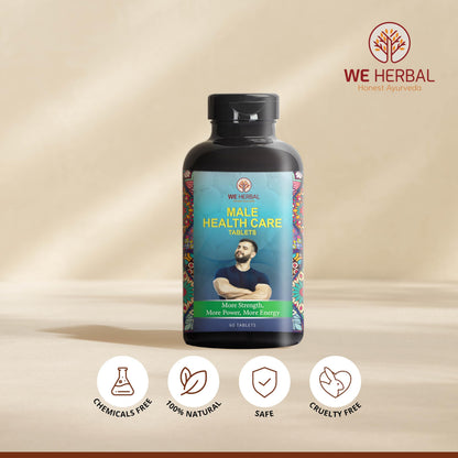 WE HERBAL Male Health Care Tablets Natural Wellness Supplement for Men Improve Energy, Immunity 60 Tablets