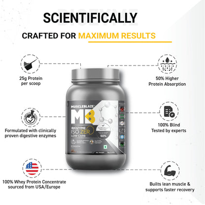 MuscleBlaze Biozyme Iso-Zero, Low Carb Whey Protein Isolate Powder, 27g- image 9