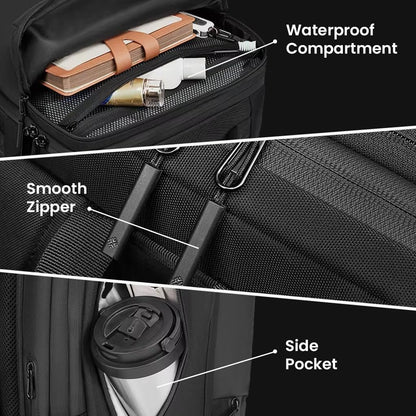TECPHILE AirPack Backpack with Vacuum Compression 60L Large Capacity Expandable Bag, 19” Laptop Compartment, Waterproof, TSA Lock, Anti-Theft, Charging Port Electronic Weighing Handle (with Pump)