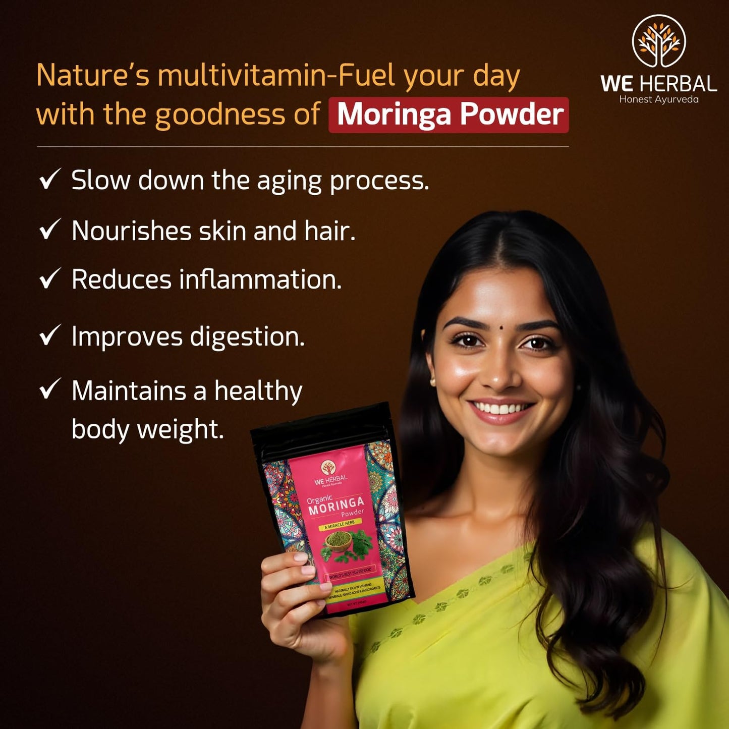 WE HERBAL Organic Moringa Powder, 100% Natural, Helps in Weight Loss, R- image 7