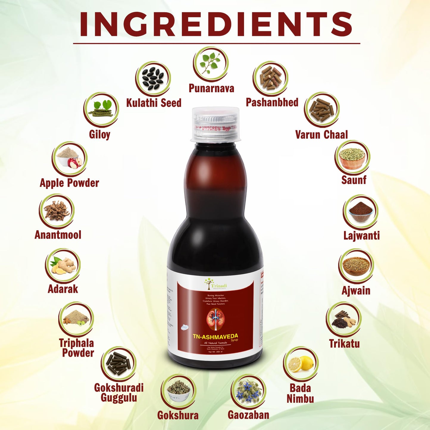 TN-Ashmaveda Syrup | Ayurvedic Kidney Stone Remover | Dissolves Renal & Bladder Stones, Relieves Burning Urination, Prevents Recurrence & Supports Urinary Health