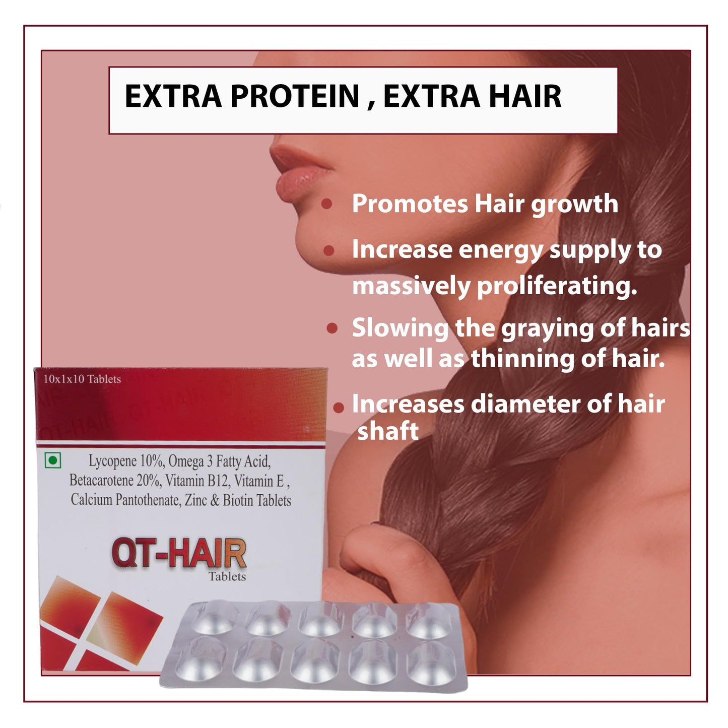 Qt Hair Multivitamin Capsules for Men & Women | Vitamin Supplement | 10 Tablets with All Vitamins & Minerals