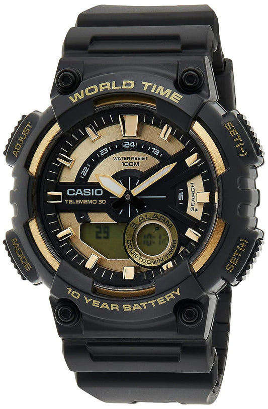 Casio Youth-Combination Analog-Digital Gold Dial Men's Watch-AEQ-110BW-9AVDF (AD