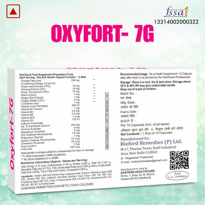 Bioford Oxyfort 7G Multivitamins & Omega-3 Fatty Acids,Green Tea Extract. Ginkgo Biloba, Garlic Extract, Ginger Root Extract, Antioxidants, Energy+Brain Sharpner (30 Capsules)