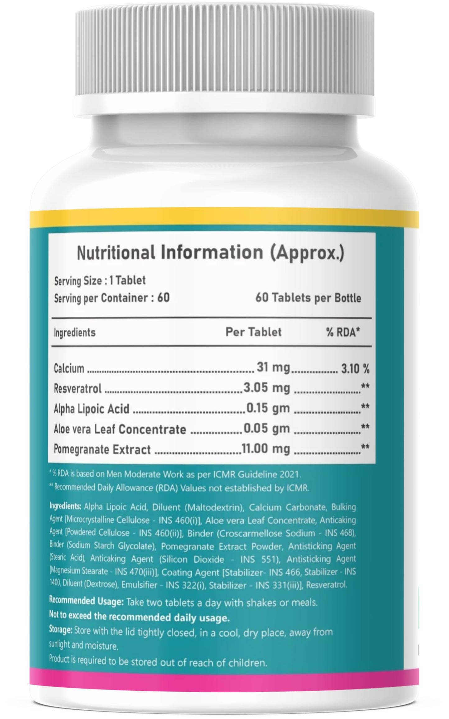 Planutrix Cell Activator Alpha Lipoic Acid Tablets, Antioxidant Support, 60 Tablets