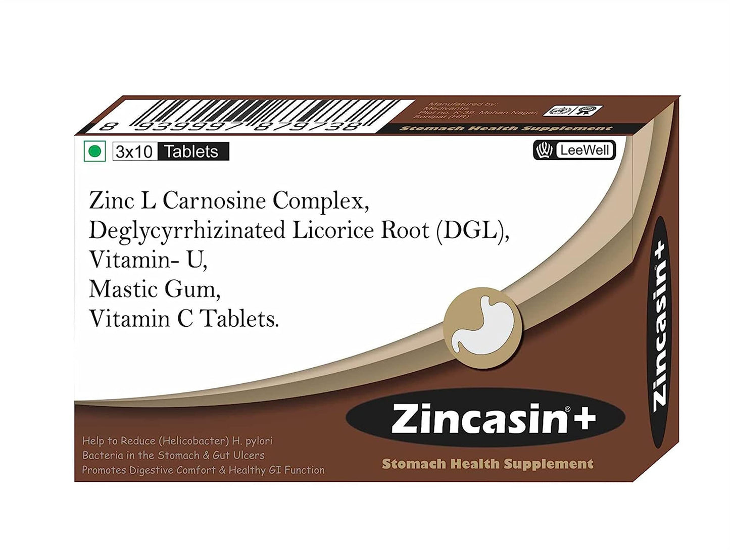 zincasin +plus Zinc L carnosine, Vitamin U, DGL Deglycyrrhizinated Licorice Root