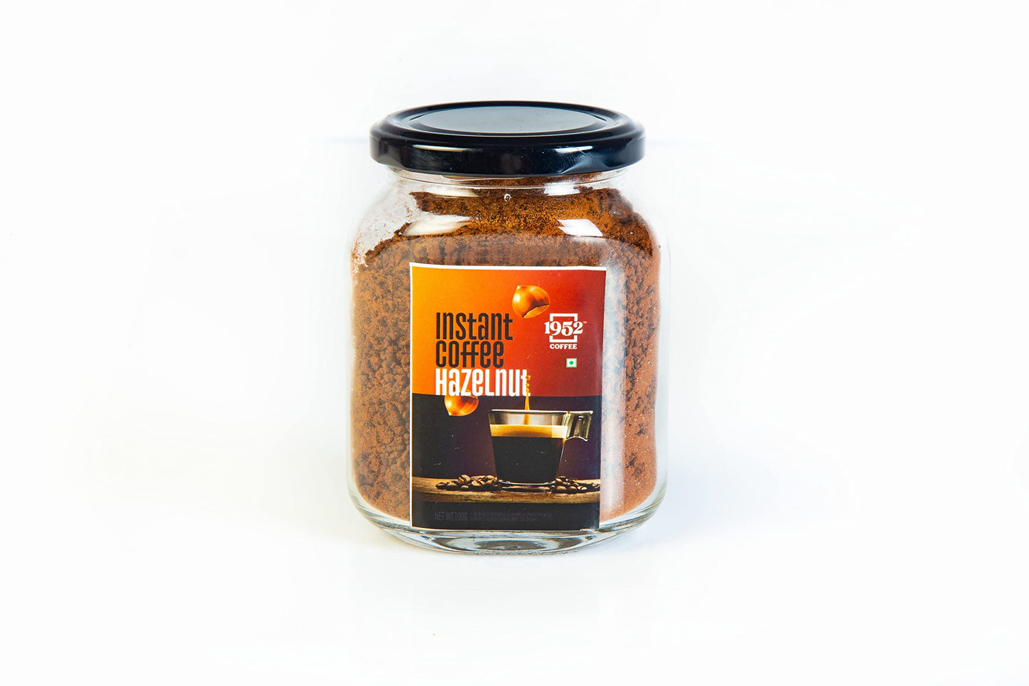 1952 Hazelnut Instant Coffee Powder | No Sugar Vegan - 100g Jar | Aromatic Instant Coffee | South Blend | Classic Strong Coffee Powder | 100% Pure Coffee | Great Start To Your Morning