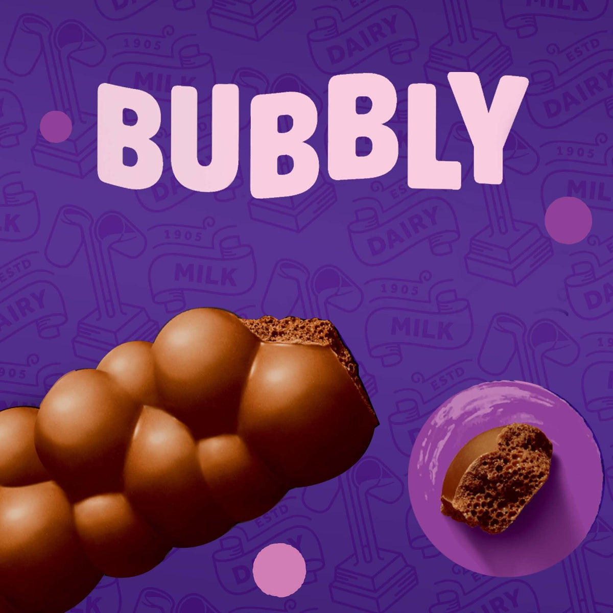 Cadbury Dairy Milk Bubbly Minis Milk Chocolate with Chocolate Bubbles, Great for Sharing 156g (Product Of Egypt) Get Flavourito Kunafa Chocolate 20g Absolutely Free From DECADENT FOODS