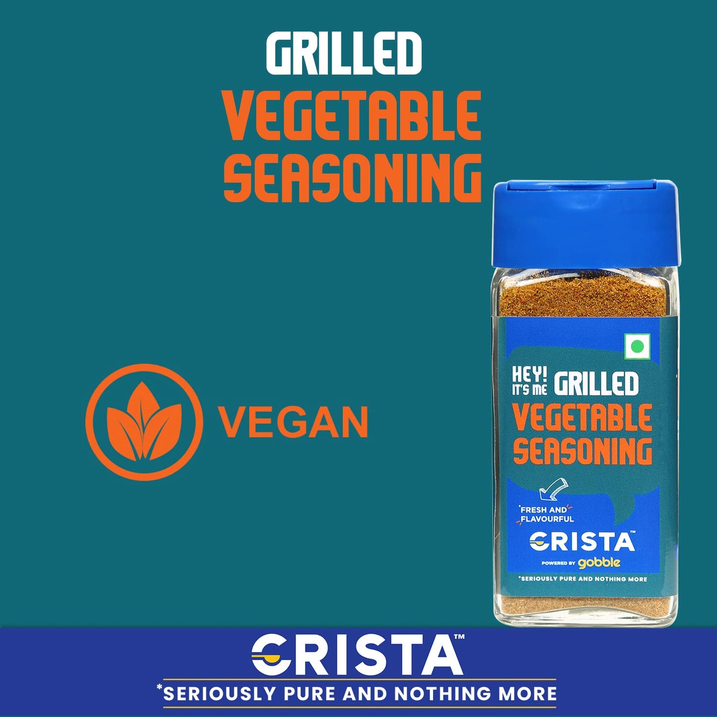 CRISTA 50 gms Grilled Vegetable Seasoning | BBQ Mixed Spices Blend | Multipurpose, Fresh & Flavourful | Zero added Colours, Fillers, Additives & Preservatives | Vegan
