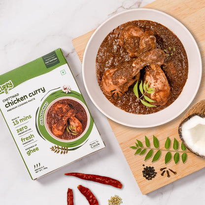 CURRYiT Chettinad Chicken Curry Paste 250g | Ready to Cook in 15 mins | Serves 4-6 | Just add Fresh Mutton, Meat, Fish | Goodness of Ghee | No Preservatives | Eat with Chawal Roti | Indian Masala Gravy
