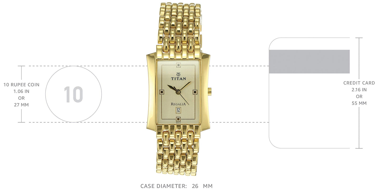 Titan Regalia Analog Gold Dial Men's Watch-NL1927YM05/NP1927YM05- image 6