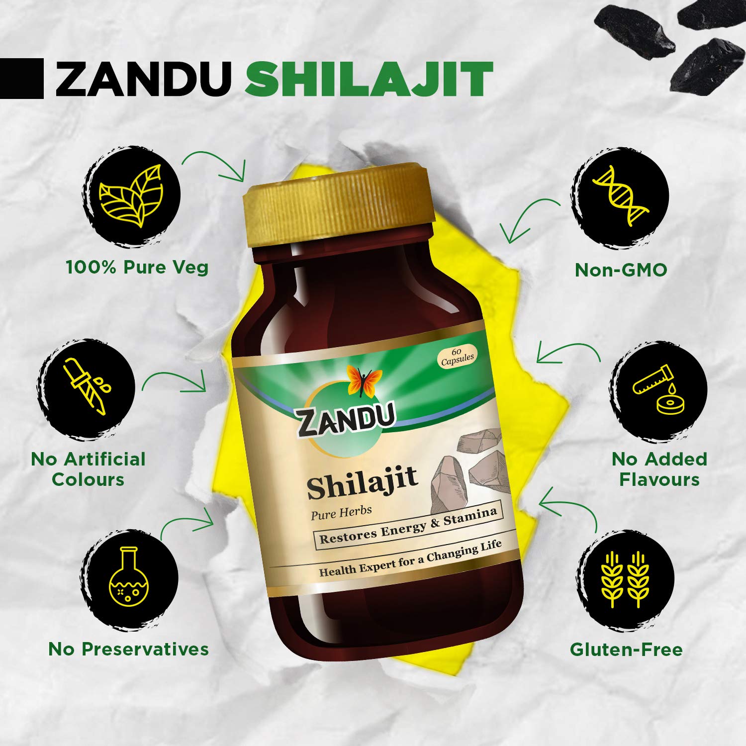 Zandu Shilajit Capsule, 60 capsules x Po2, Original and Pure Himalayan- image 5