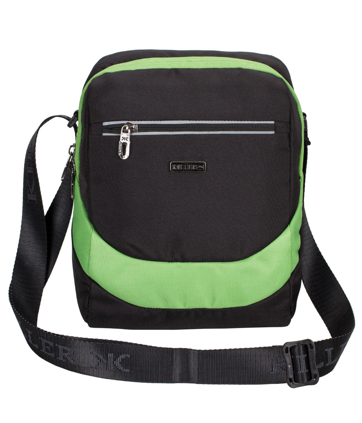 Killer Brisbane Stylish Travel Sling Bag - Black-Green Water Resistance Polyester Bag with Multiple Pockets and Padded Section for iPad/Tablet