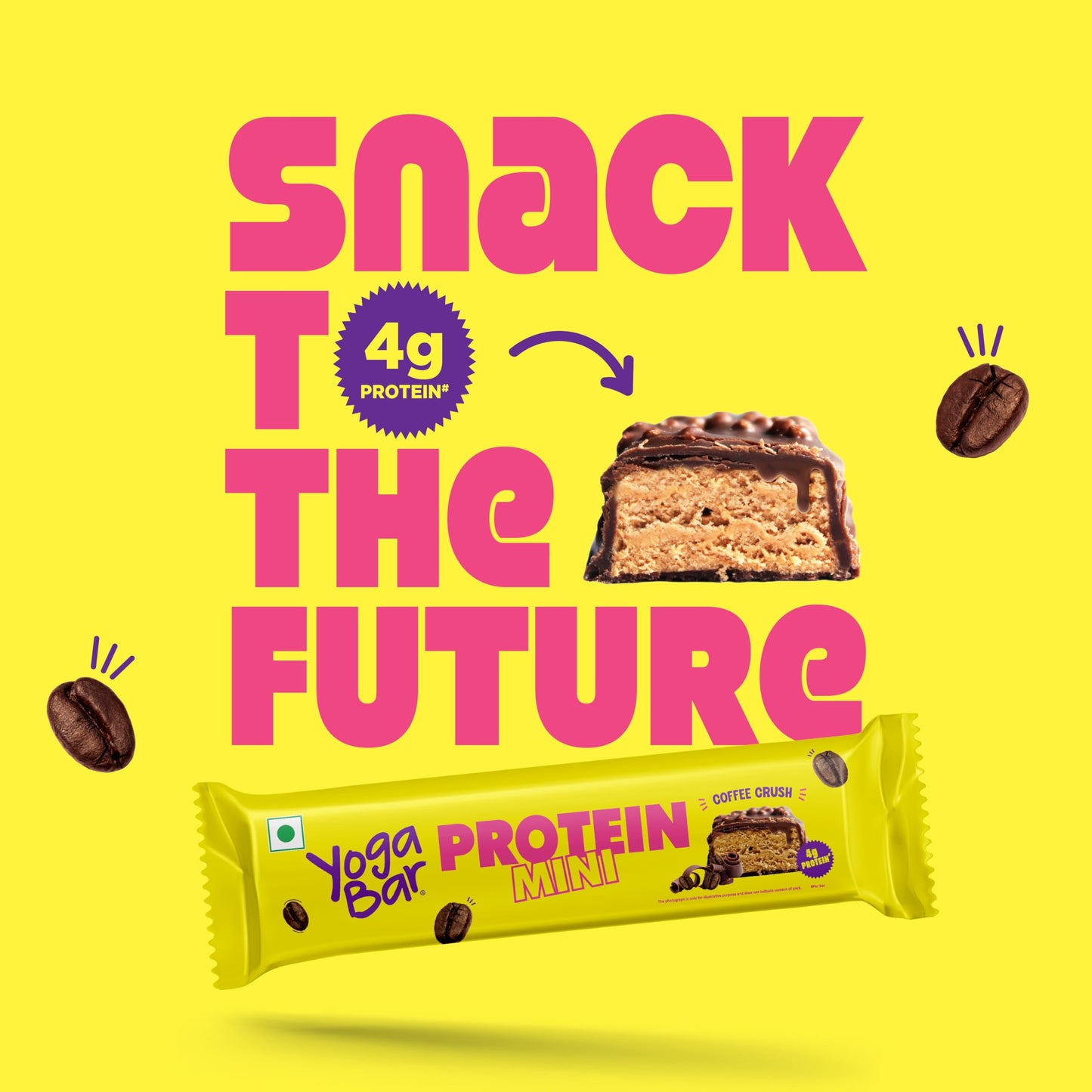 Yogabar Protein Minis, 4g Protein Bar (24 Bars, Coffee Crush) | Dark Chocolate Bar with no Trans Fat | Healthy Snacks for Kids & Adults | Goodness of Peanuts | Rich in Protein & Fiber