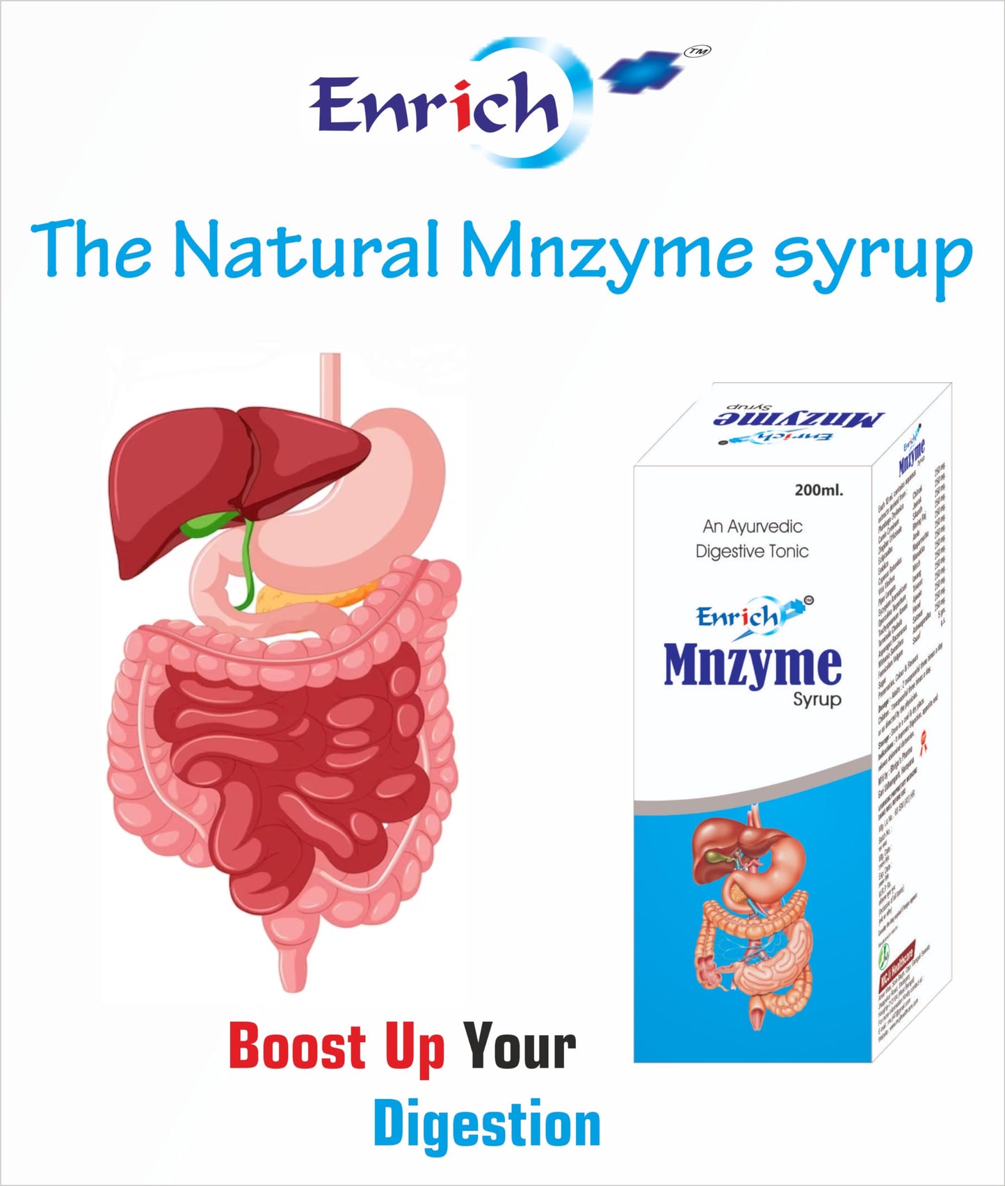 Enrich Plus Mnzyme Digestive Tonic Syrup 200ml. (pack of 3 * 200ml.)