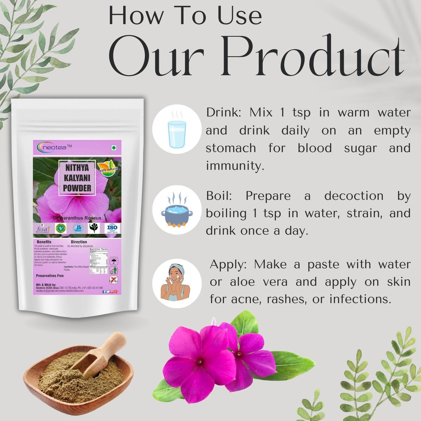 Neotea Nithya Kalyani Powder | Periwinkle Powder| Sadabahar, Old Maid F- image 7