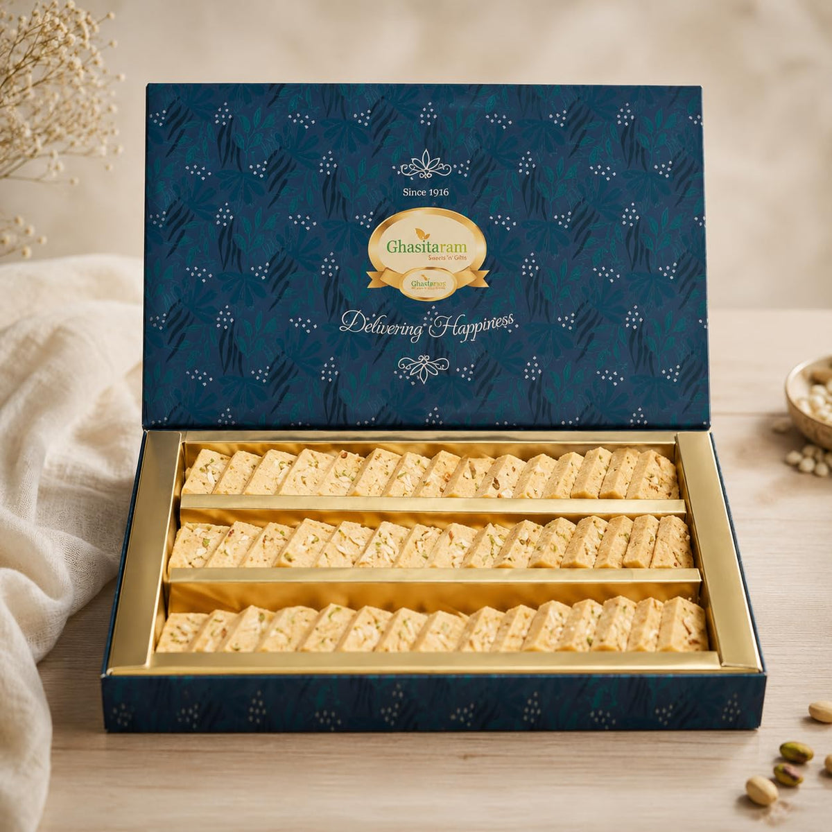 Ghasitaram Gifts Kaju Katlis Sweets Box - 800 GMS|Sweets Gift Pack|Sweets|Sweets Gift Pack|Diwali Sweets|Indian Mithai|Diwali Sweets Gift Box|Sweets Gift Box|Kaju Katli